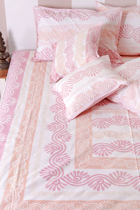 40s Cotton Pillow Cover In Graphic Block Print